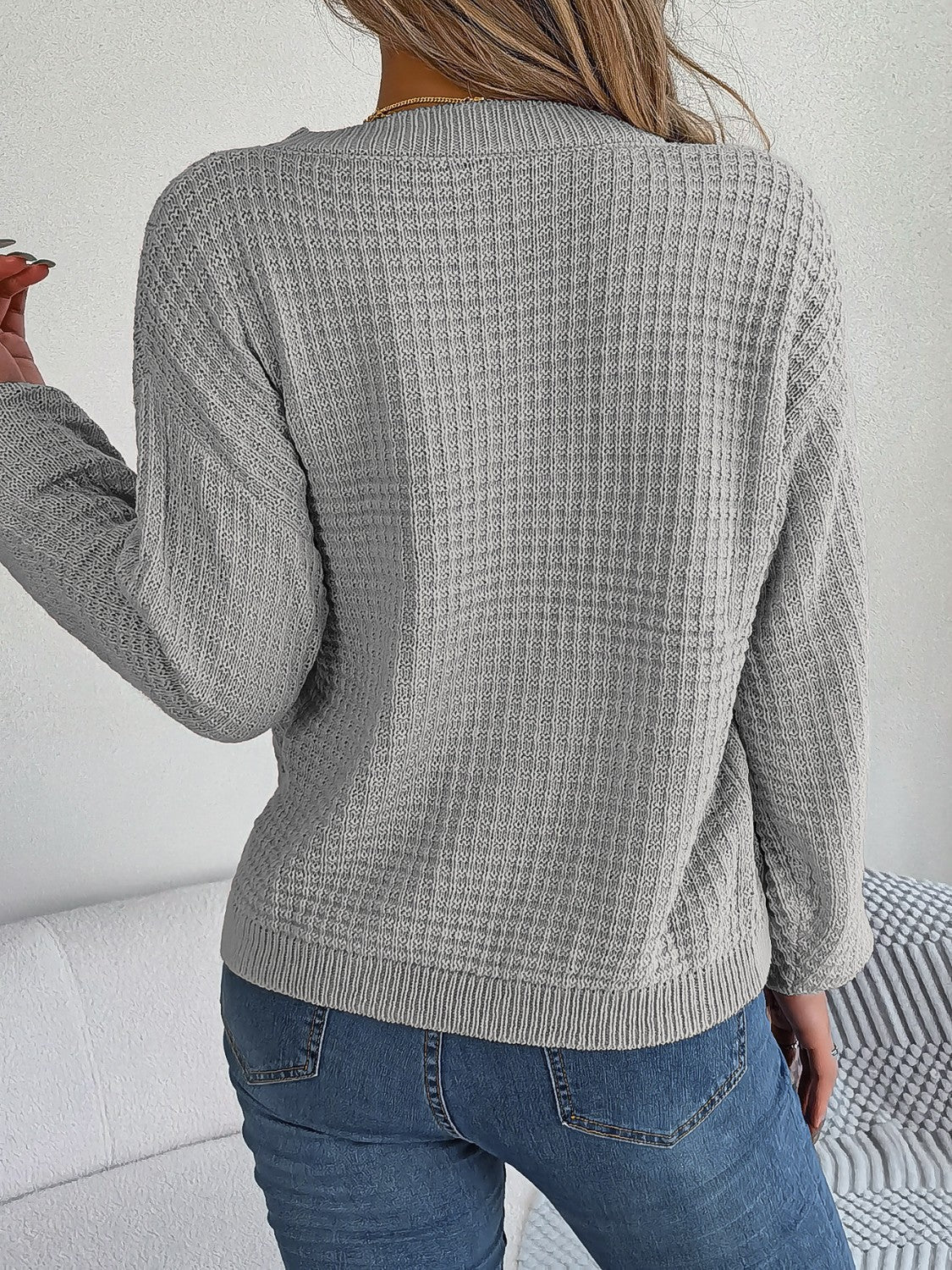 Alita | Suéter Tejido Trenzado Cuello Redondo Manga Larga