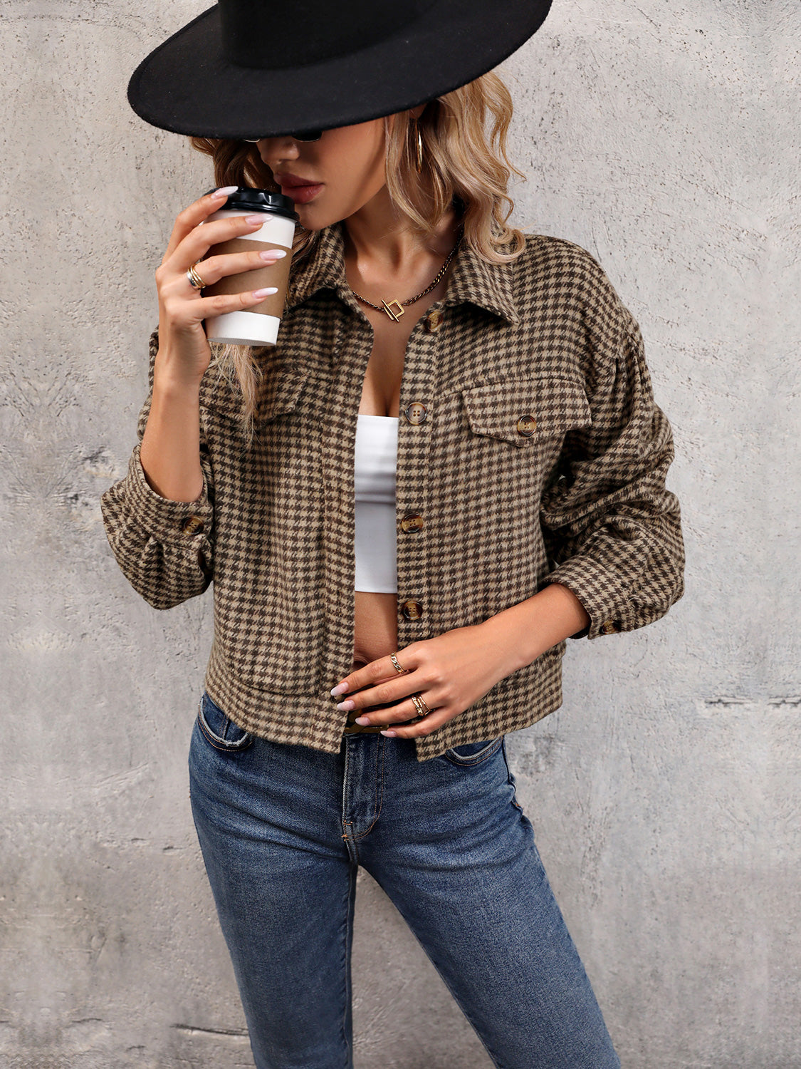 Mariana | Chaqueta Pata de Gallo - Taupe
