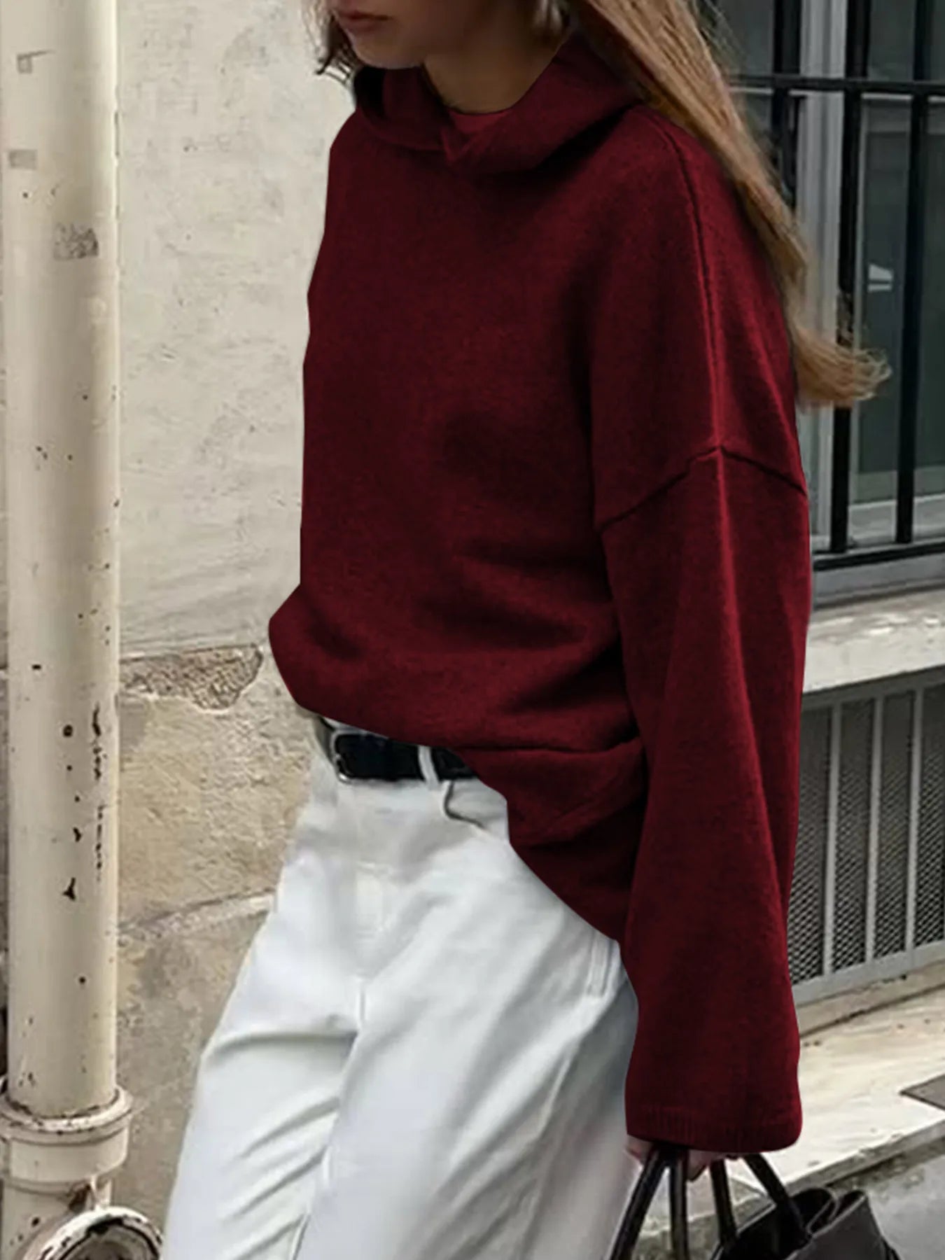 Clea | Suéter Oversize Manga Larga Con Capucha