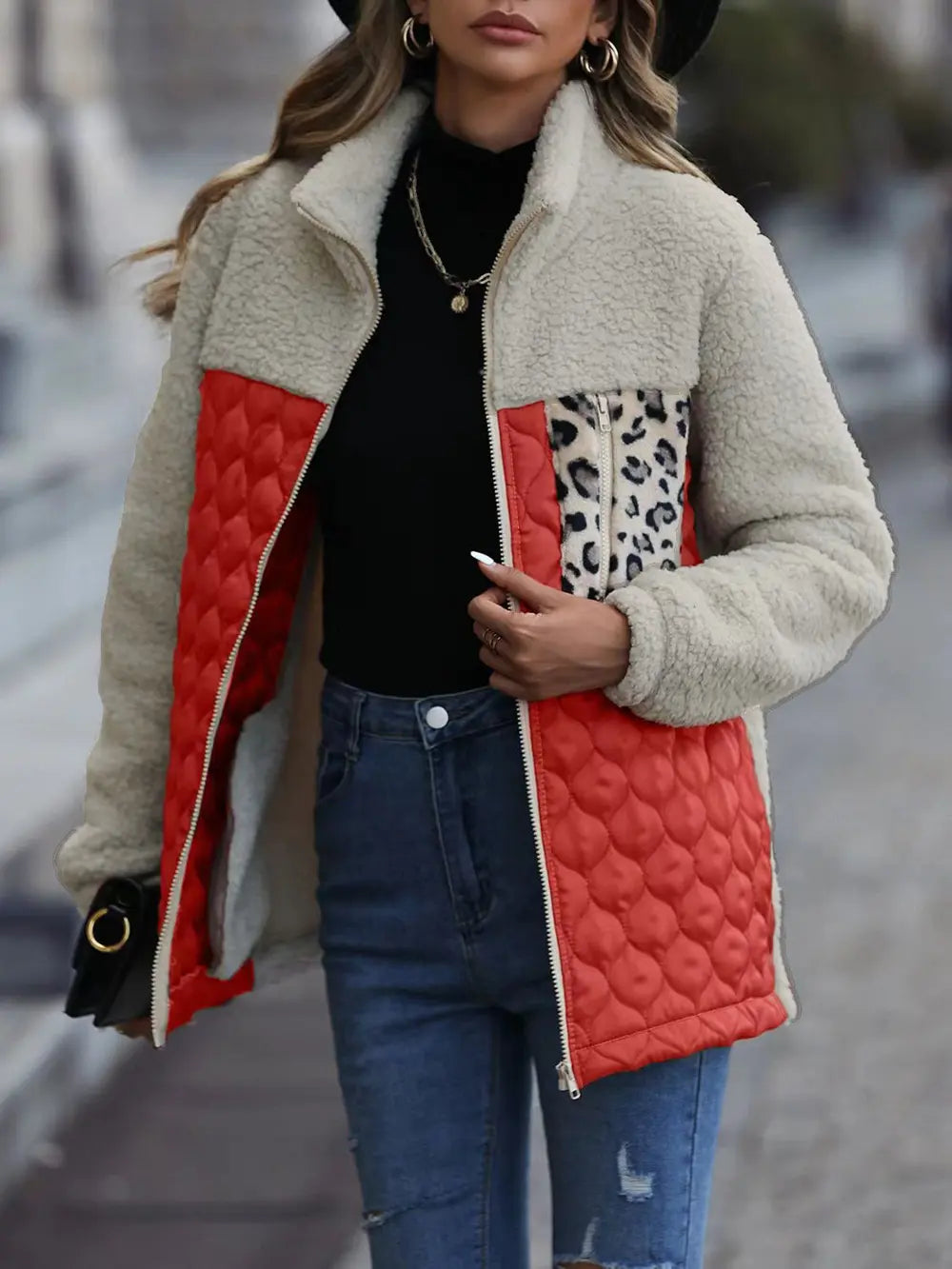 Valentina | Chaqueta Print Animal - Rojo Naranja