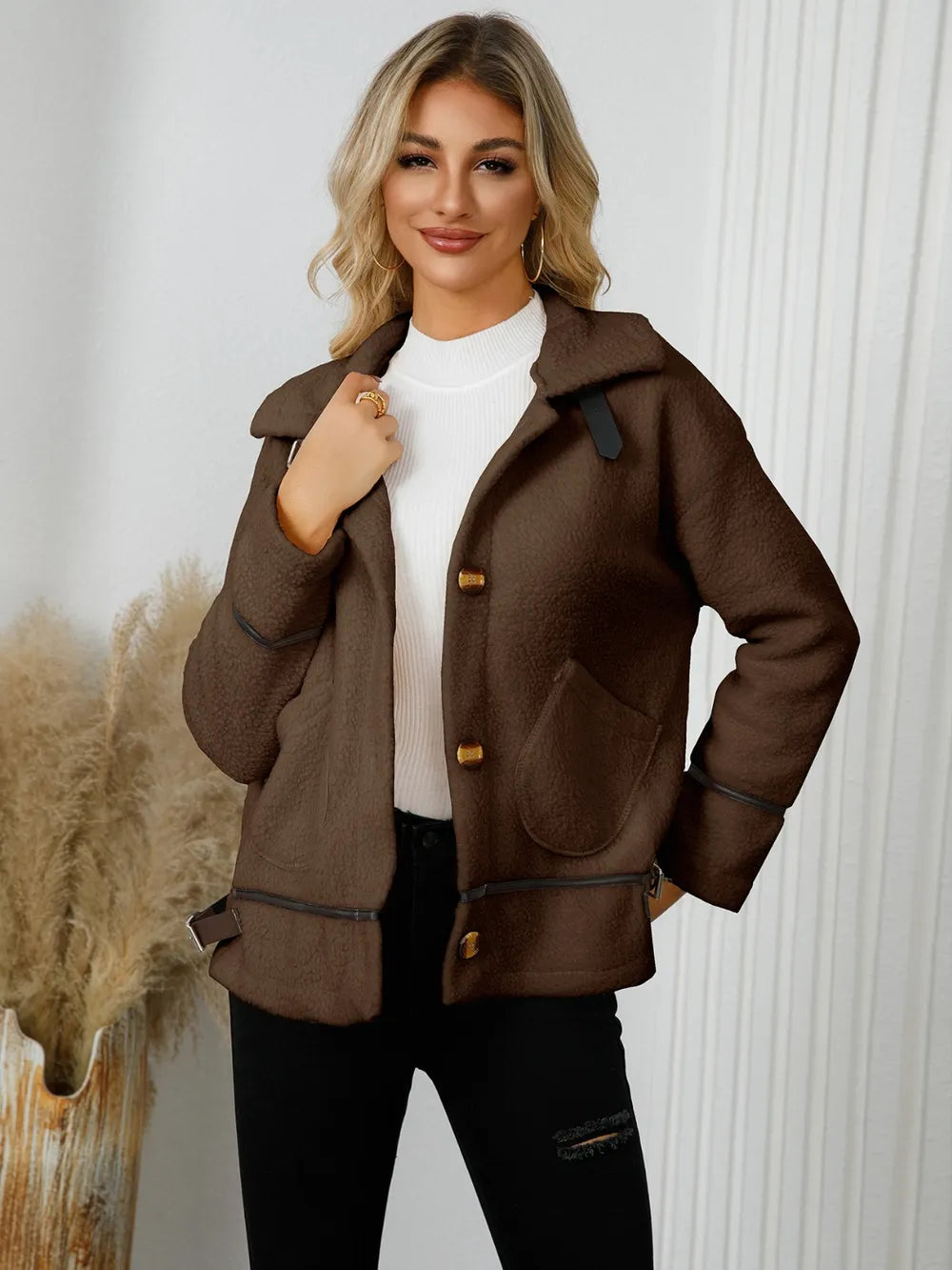 Rebeca | Chaqueta con Bolsillos - Chocolate