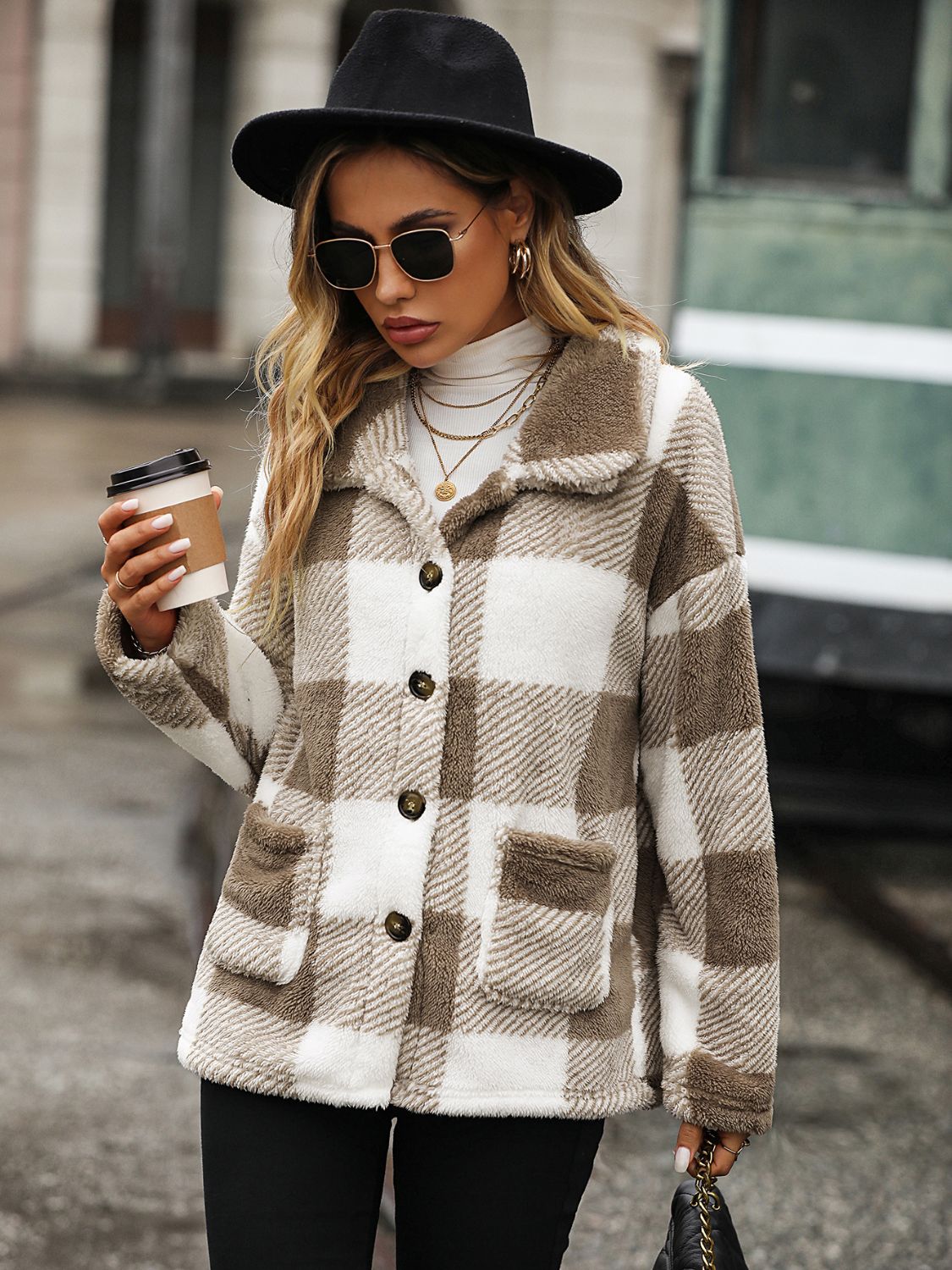 Wanda | Chaqueta Cuadros Clásica - Khaki