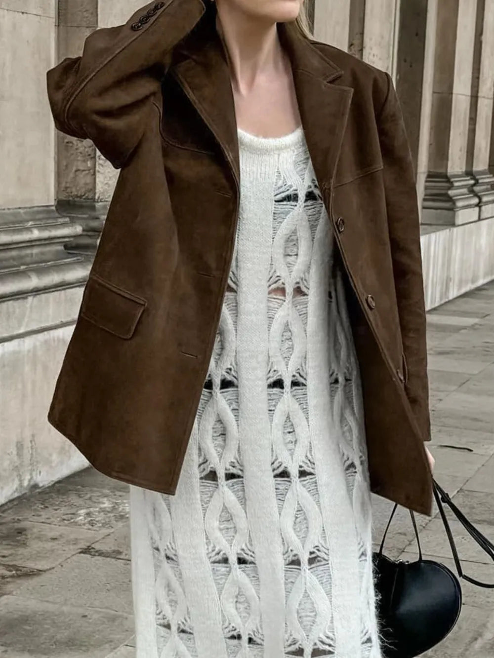 Priscila | Chaqueta Cuello Estructurado - Café