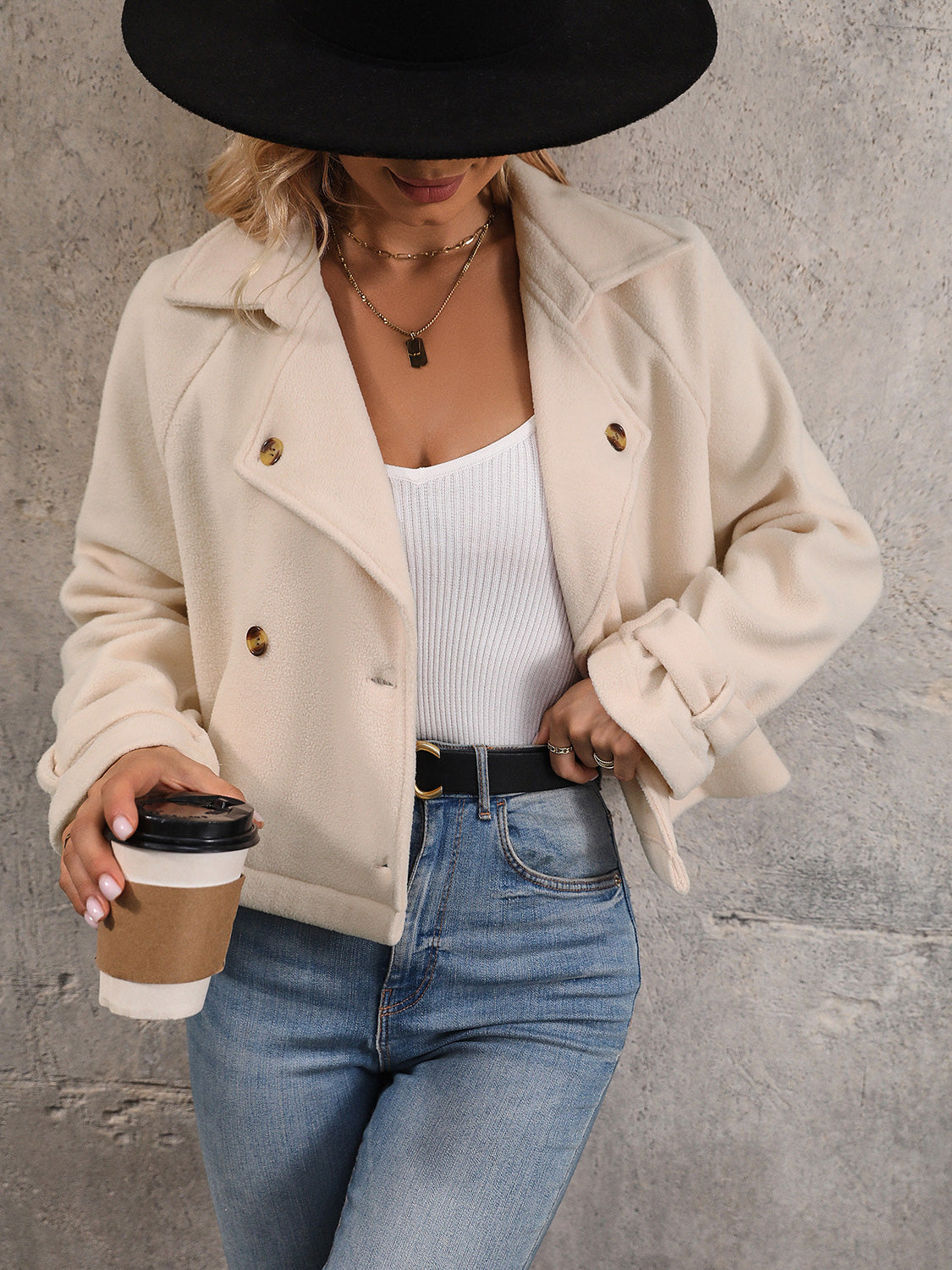Andrea | Chaqueta Cuello Estructurado - Arena
