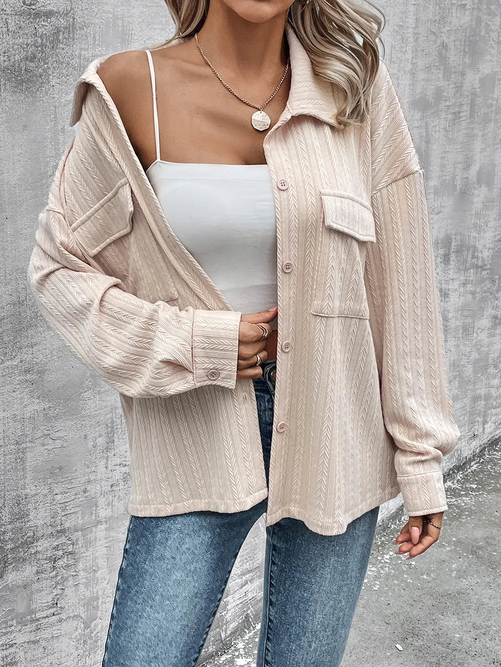 Natalia | Chaqueta Hombro Caído - Beige