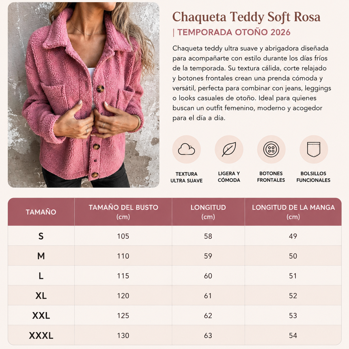 Teddy | Chaqueta Peluche Rosa