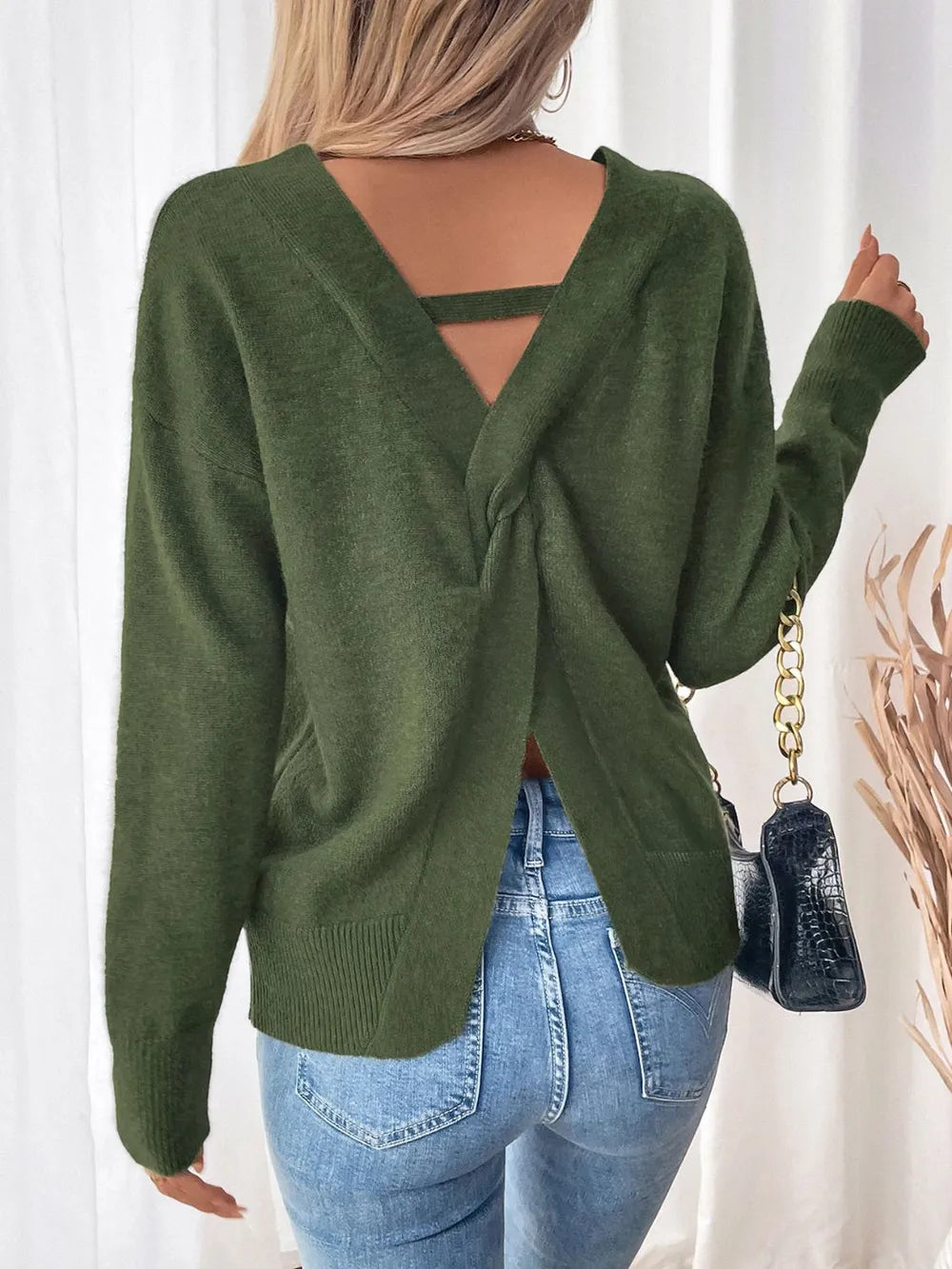 Cosima | Suéter Twisted Escote V Manga Larga Sweatshirt