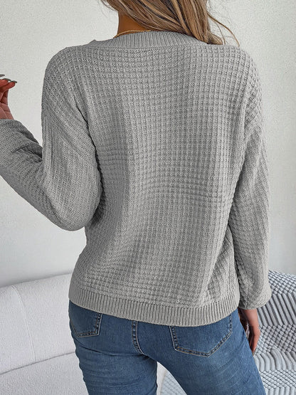Alita | Suéter Tejido Trenzado Cuello Redondo Manga Larga
