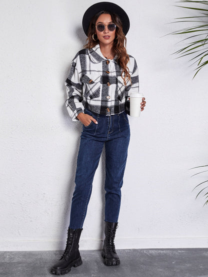 Fernanda | Chaqueta Cuadros Clásica - Blanco