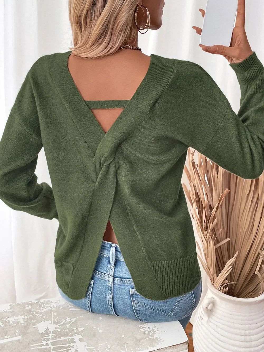 Cosima | Suéter Twisted Escote V Manga Larga Sweatshirt