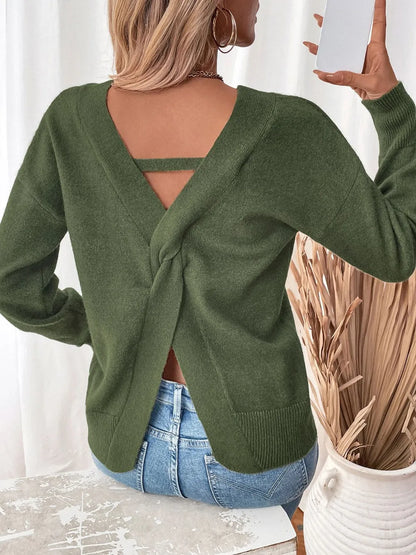 Cosima | Suéter Twisted Escote V Manga Larga Sweatshirt