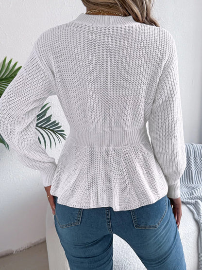 Alara | Suéter Tejido Trenzado Cuello Redondo Peplum