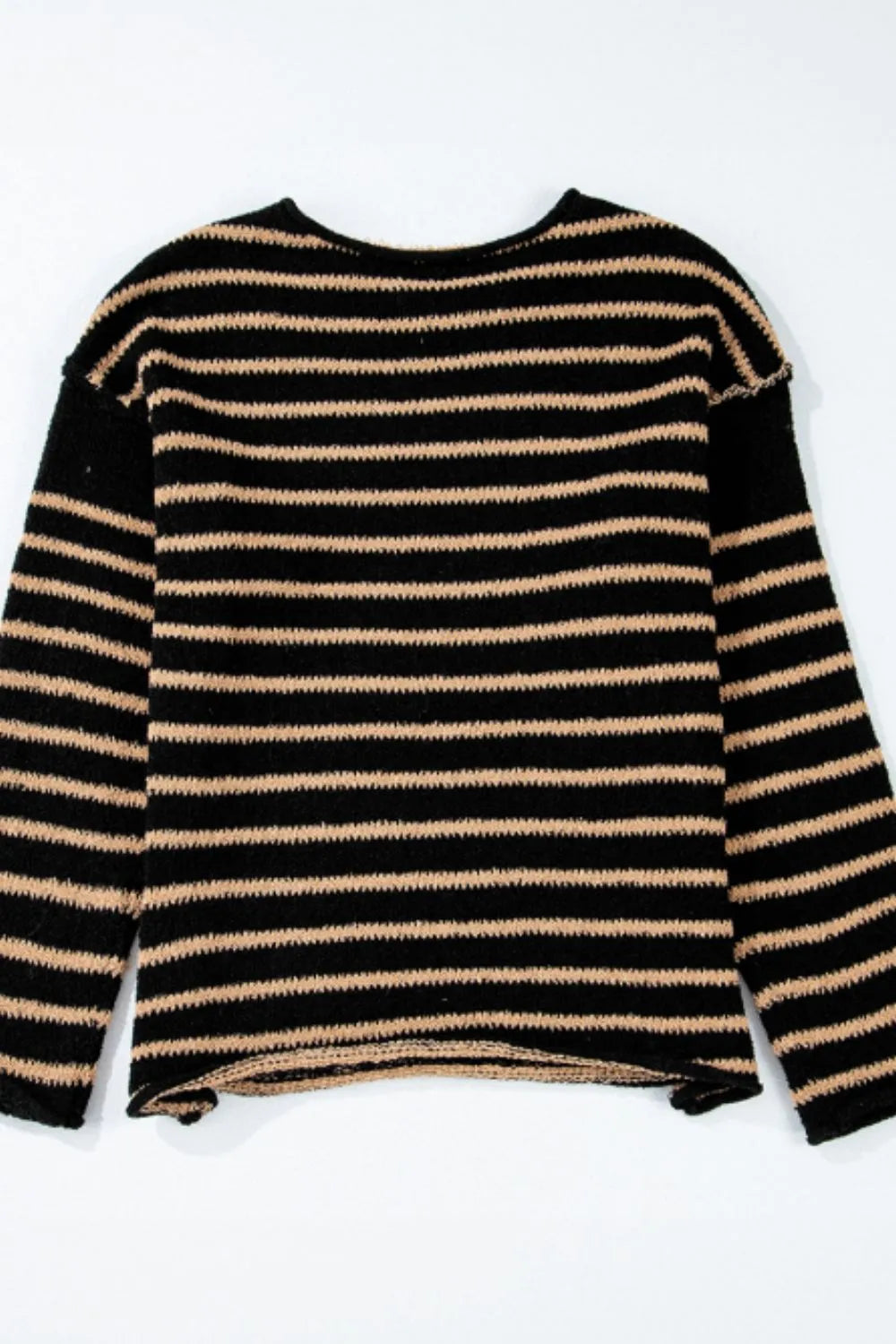 Dora | Suéter Stripe Hombros Caídos Cuello Redondo