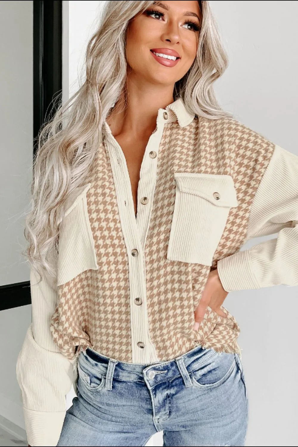 Luz | Chaqueta Pata de Gallo - Beige
