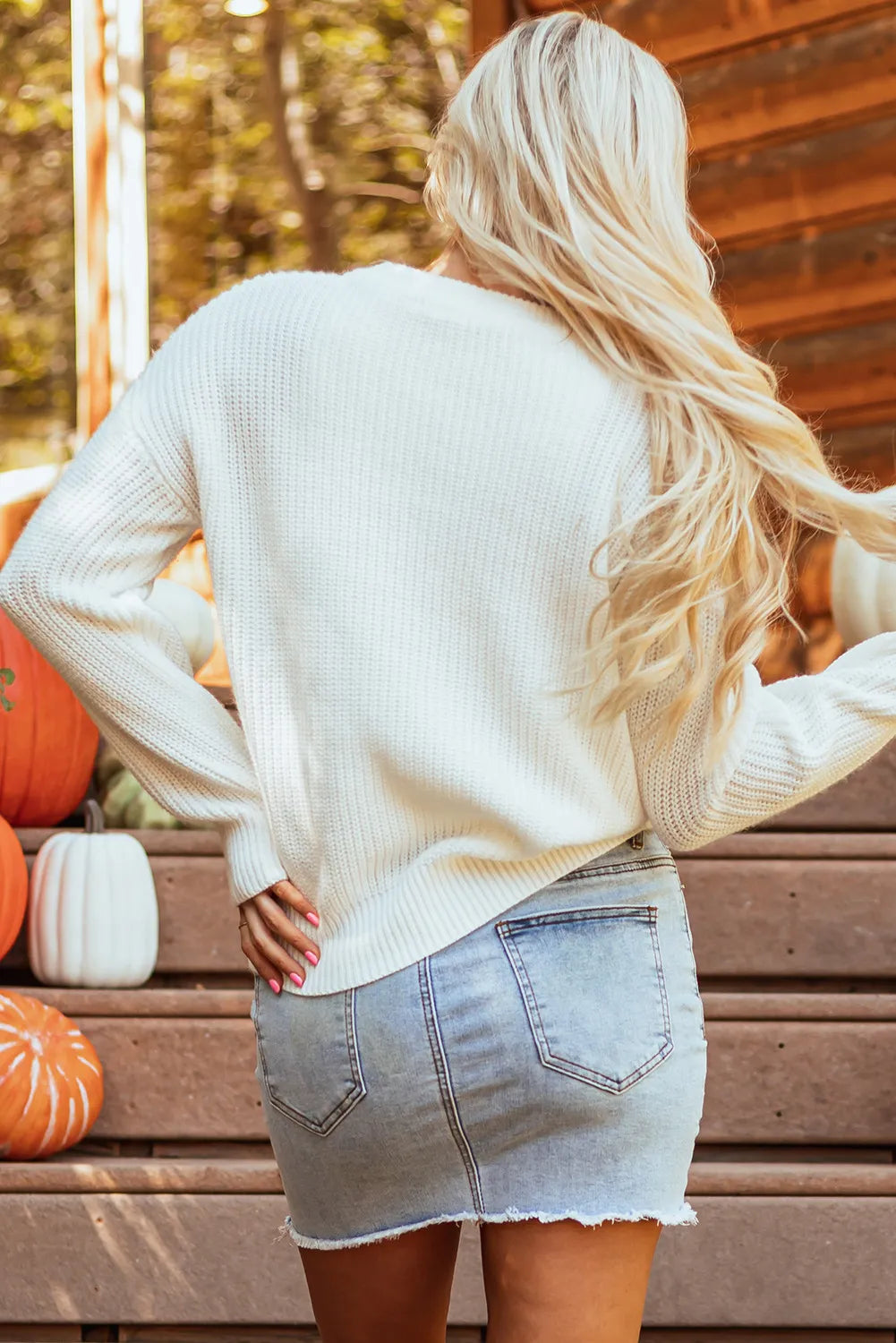 Czarina | Suéter Pumpkin Embroidery Manga Larga