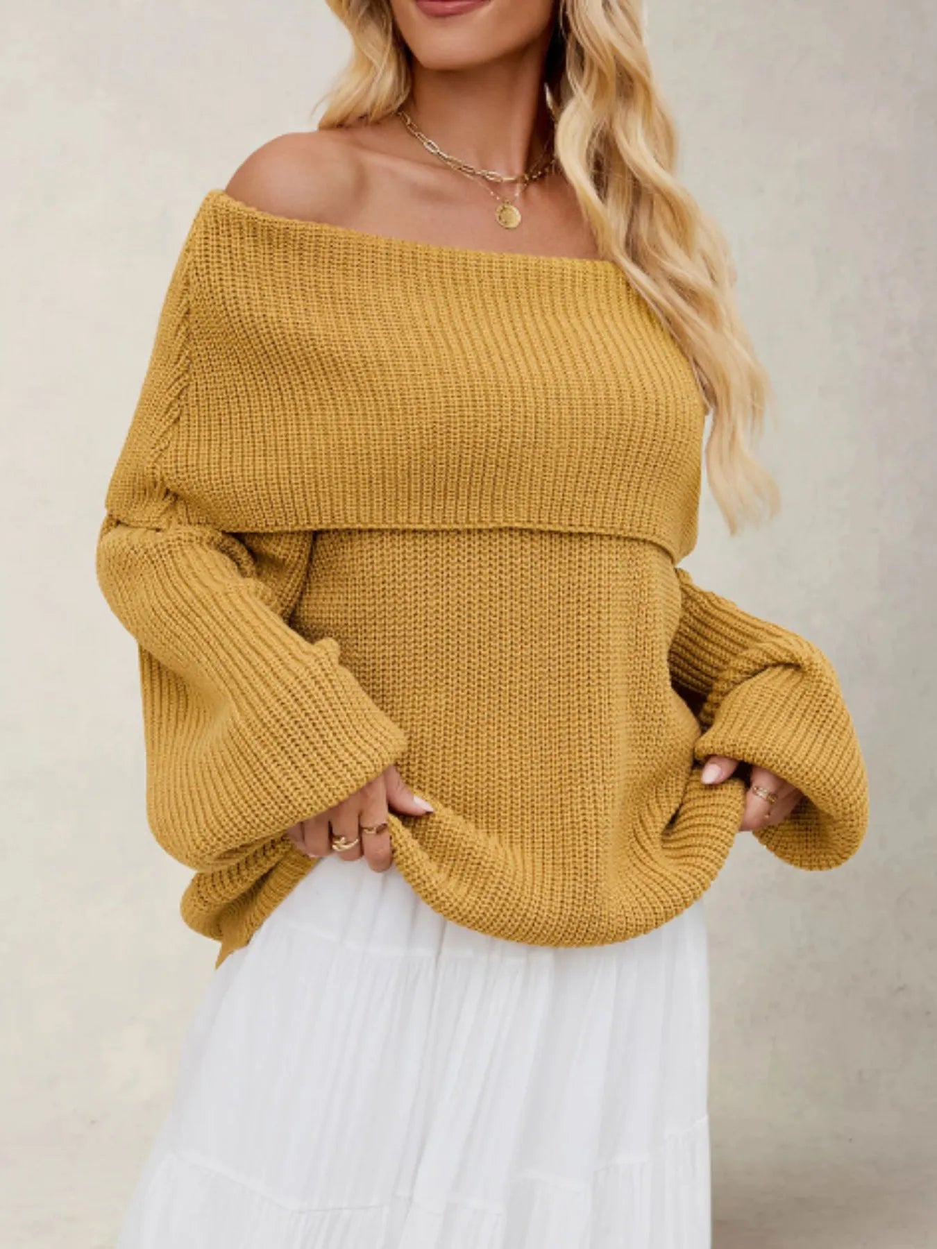 Audra | Suéter Fold Over Collar Manga Larga