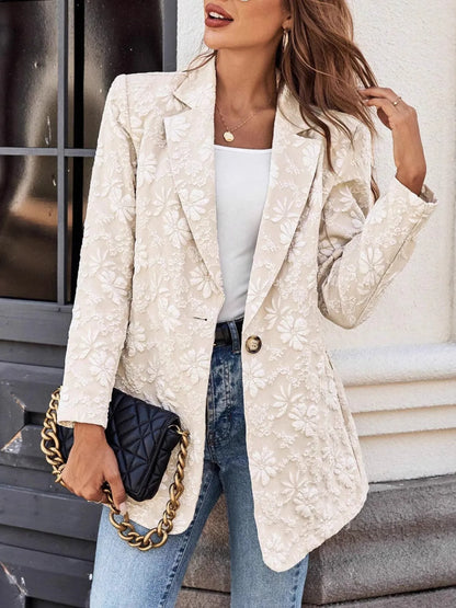 Amira | Blazer Jacquard Floral Un Botón