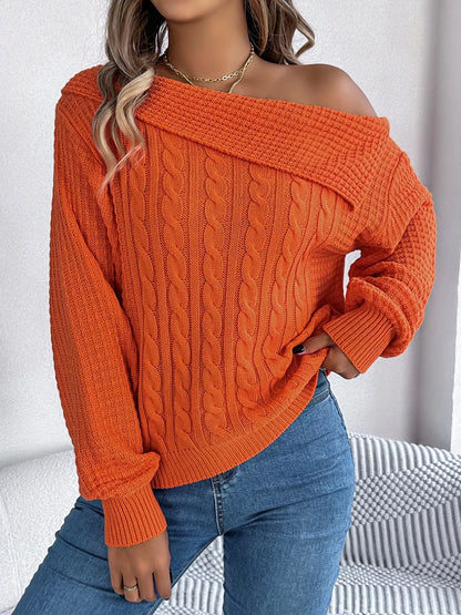 Betty | Suéter Hombro Descubierto Tejido Trenzado