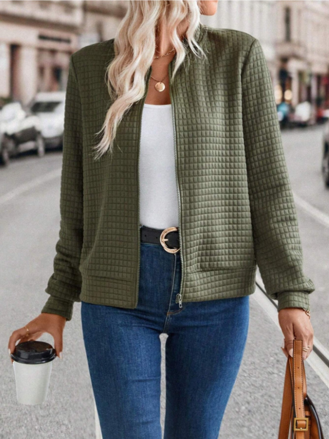 Anaís | Chaqueta Polar Zip - Verde Militar