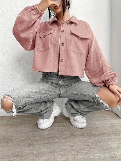 Vera | Chaqueta Hombro Caído - Pale Rosado Empolvado