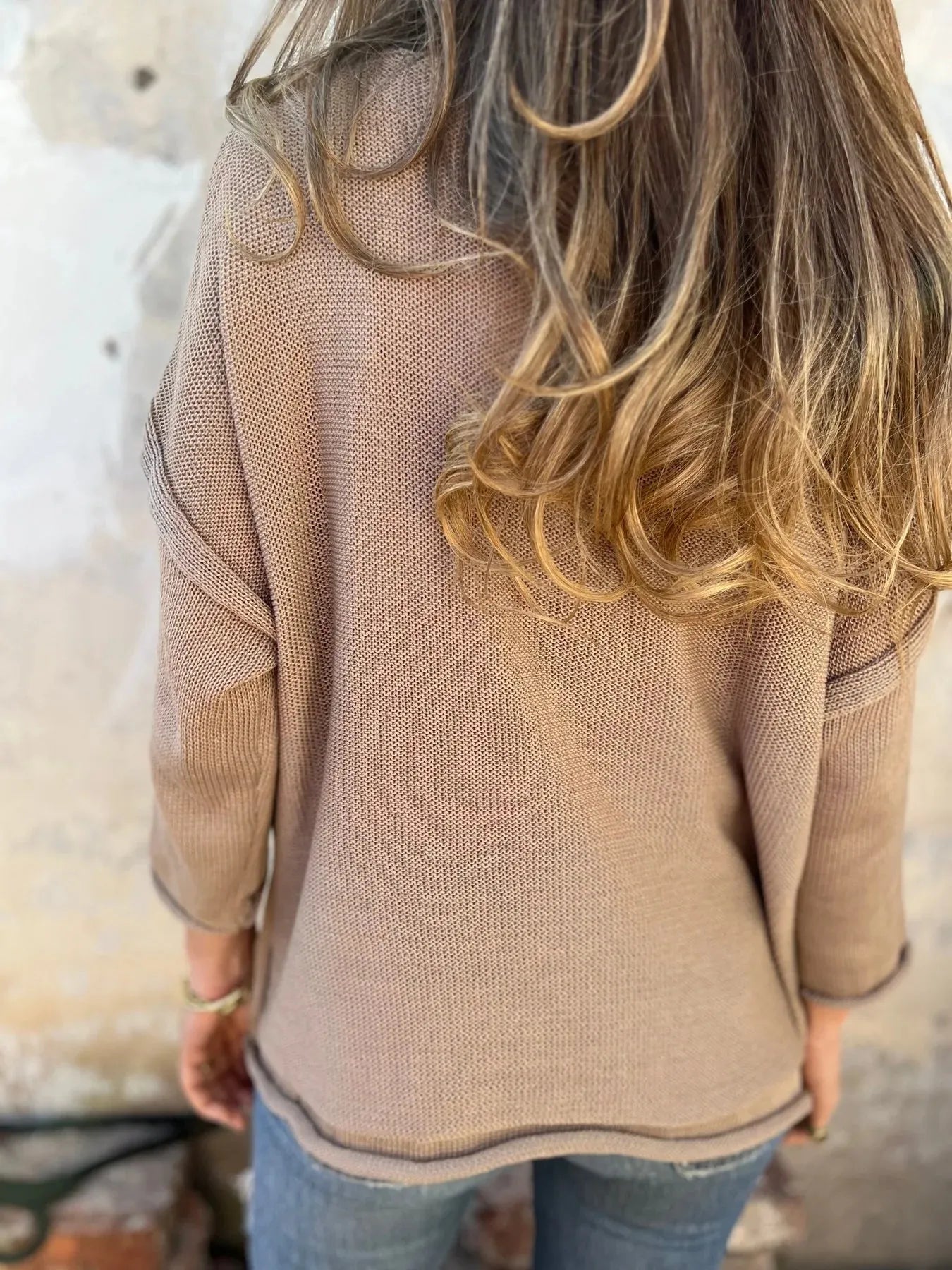Audrey | Suéter Full Size Casual Escote V Tejido Plus Size