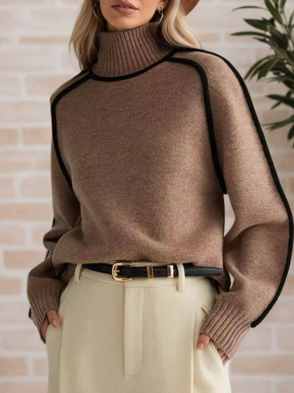 Armanda | Suéter Con Contraste Trim Cuello Alto
