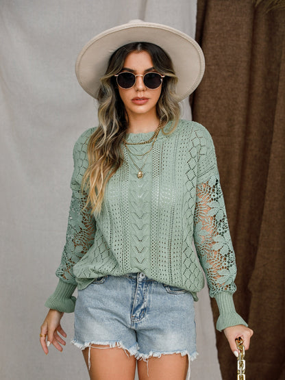 Auba | Suéter Eyelet Crochet Manga Linterna