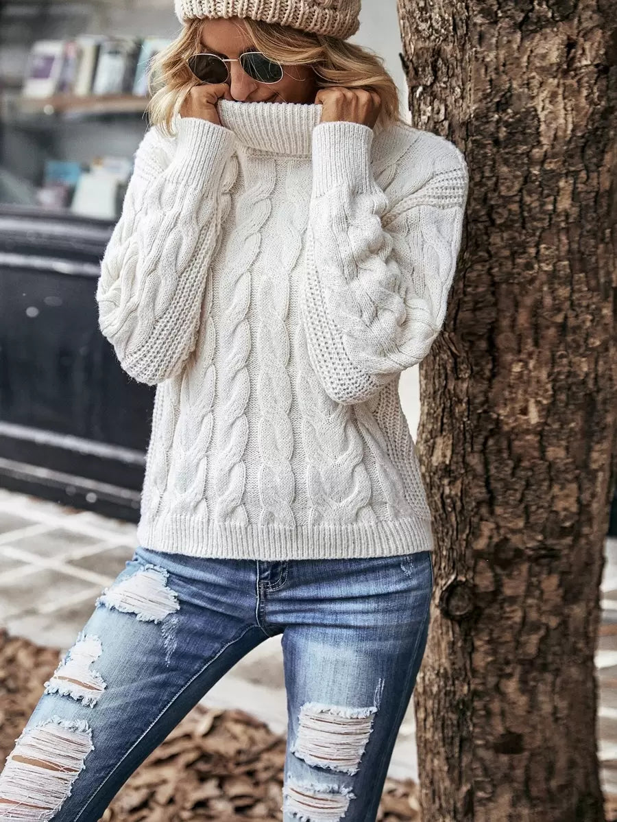 Cozy | Suéter Trenzado Cuello Alto