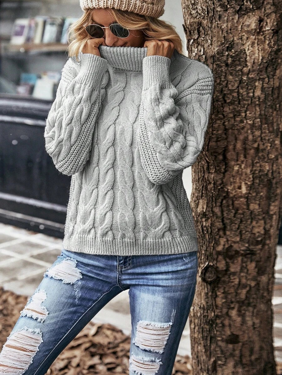 Cozy | Suéter Trenzado Cuello Alto