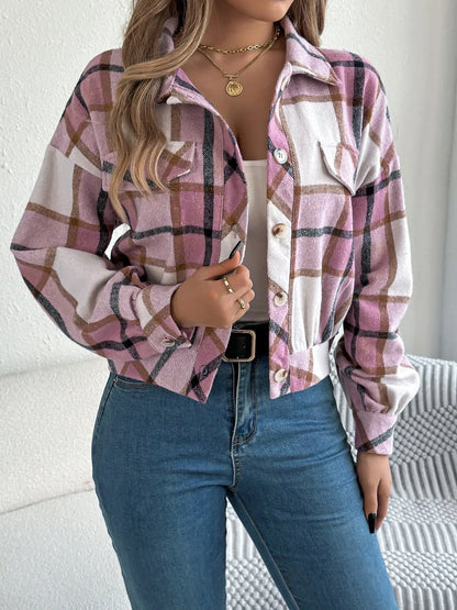 Esmeralda | Chaqueta Cuadros Clásica - Rosado Polvoso