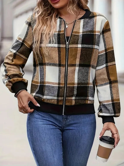 Inés | Chaqueta Tartán Elegante - Caramelo