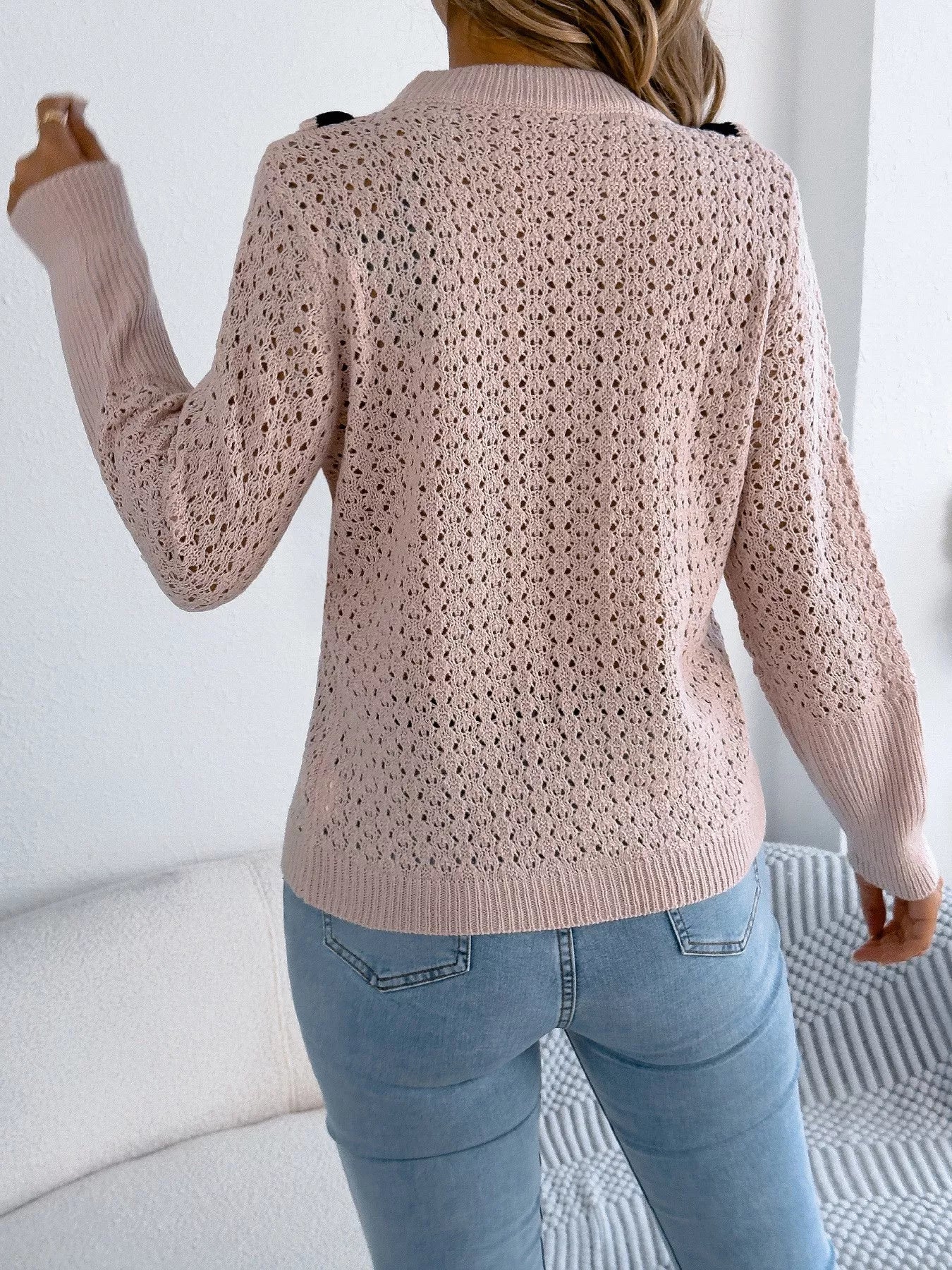 Azucena | Suéter Hollow Out With Con Contraste Trim