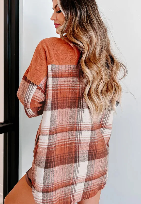 Aurora | Chaqueta Cuadros Clásica - Terracota