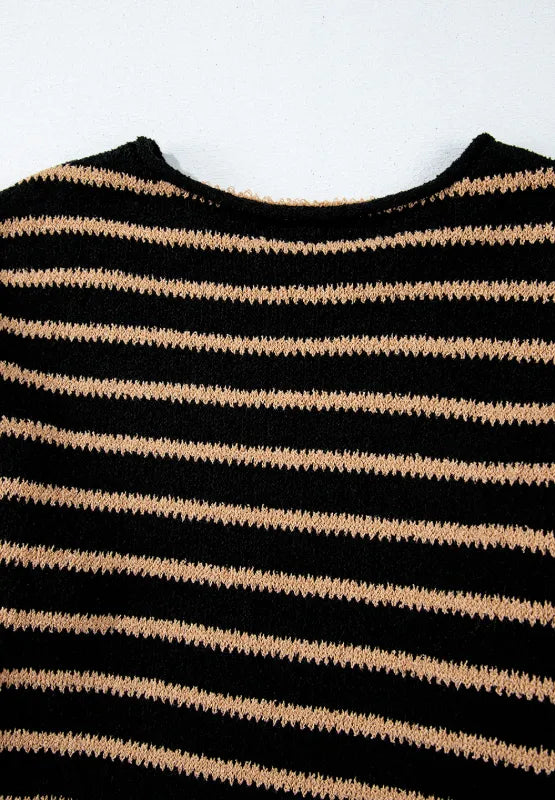 Dora | Suéter Stripe Hombros Caídos Cuello Redondo