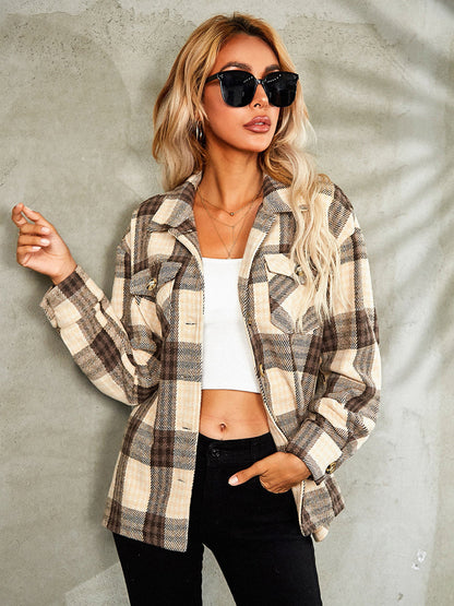 Camila | Chaqueta Cuadros Clásica - Caramelo