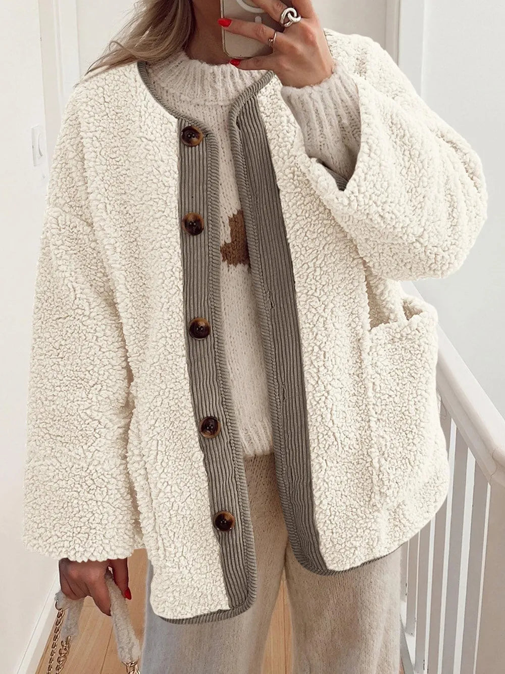 Regina | Chaqueta Sherpa Suave - Crema