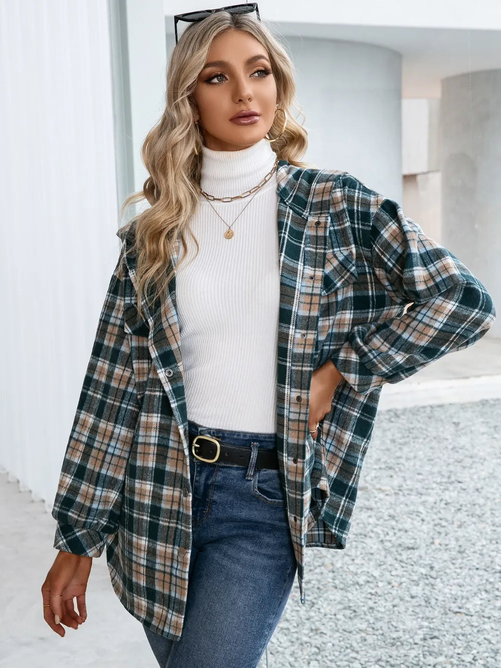 Florencia | Chaqueta con Capucha - Deep Verde Azulado