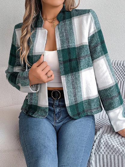 Blanca | Chaqueta Tartán Elegante - Azul Oscuro