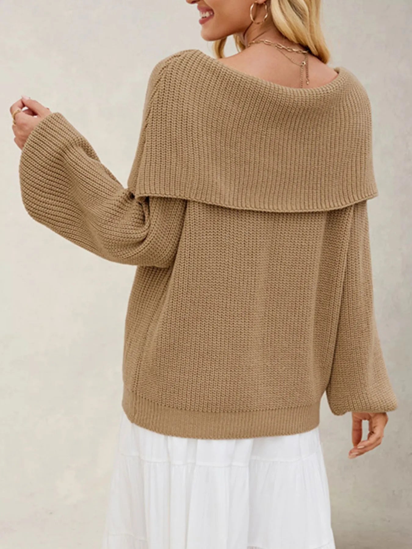 Audra | Suéter Fold Over Collar Manga Larga