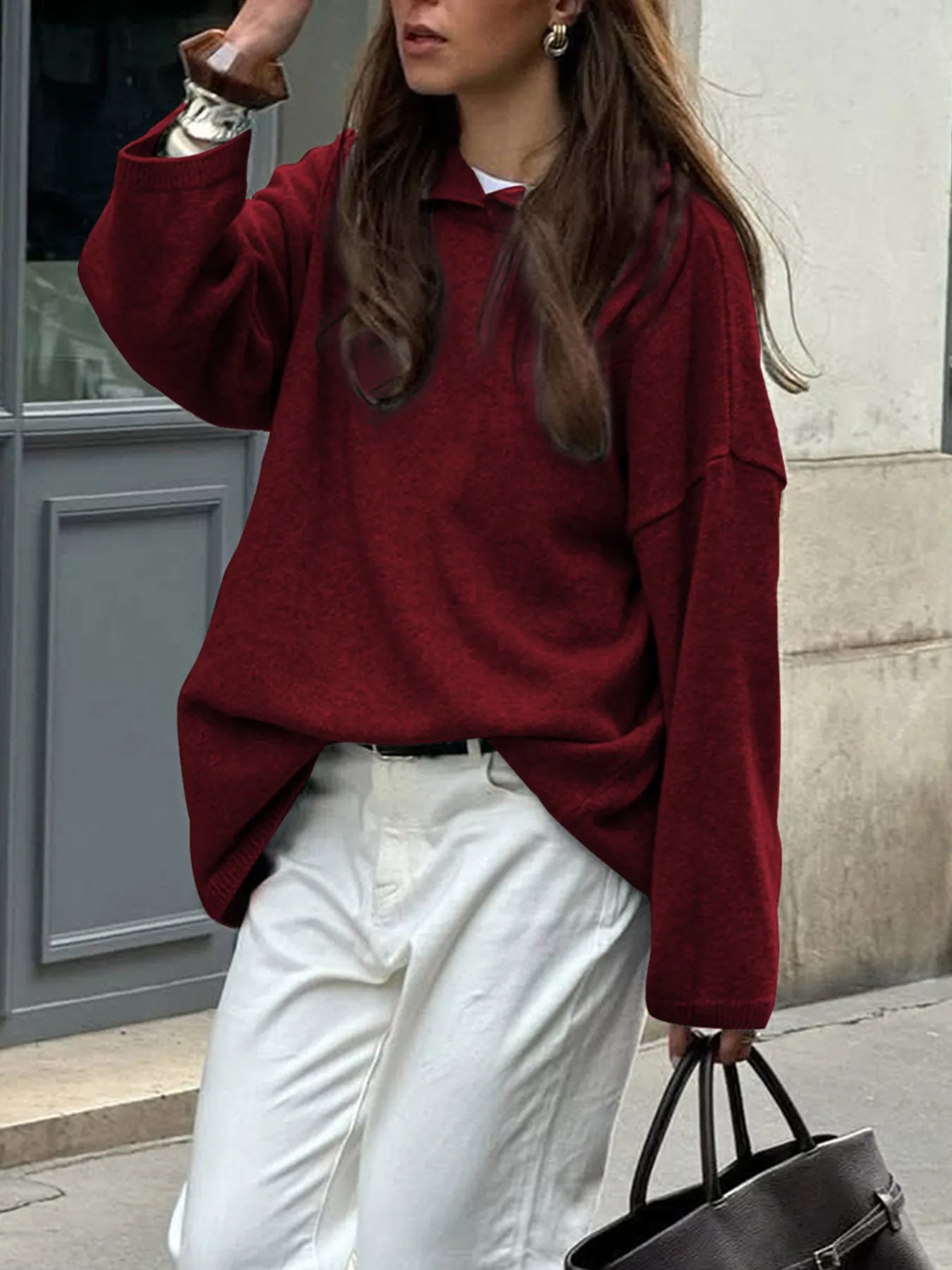 Clea | Suéter Oversize Manga Larga Con Capucha