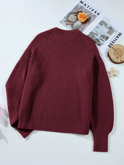 Domitila | Suéter Solid Color Mixed Tejido Texturizadoted Crew