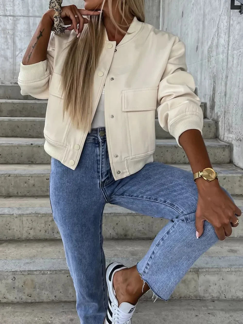 Ximena | Chaqueta Hombro Caído - Beige