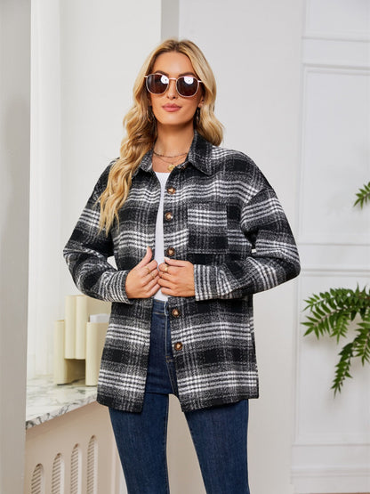 Karina | Chaqueta Tartán Elegante - Negro