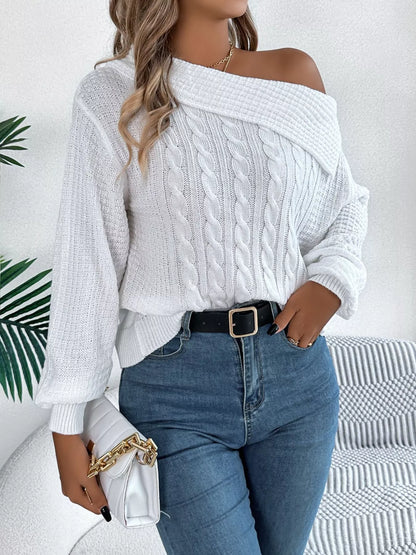 Betty | Suéter Hombro Descubierto Tejido Trenzado