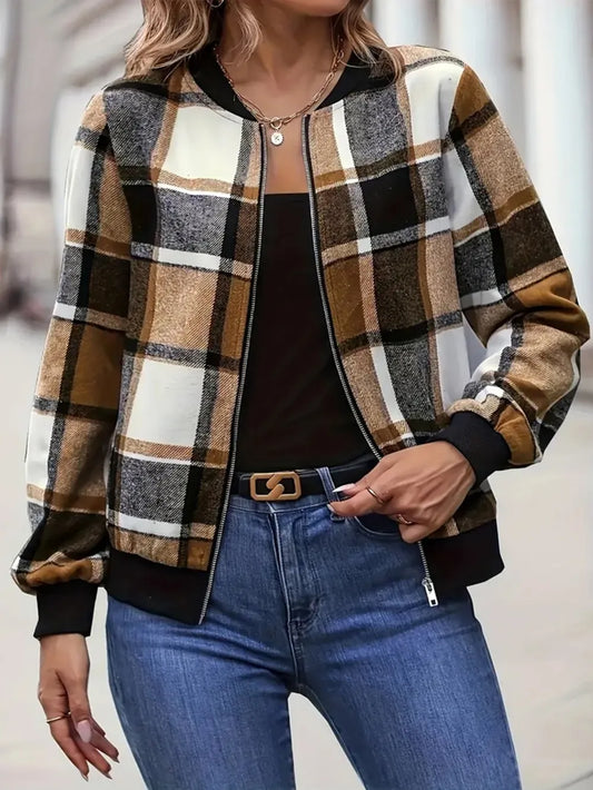 Inés | Chaqueta Tartán Elegante - Caramelo