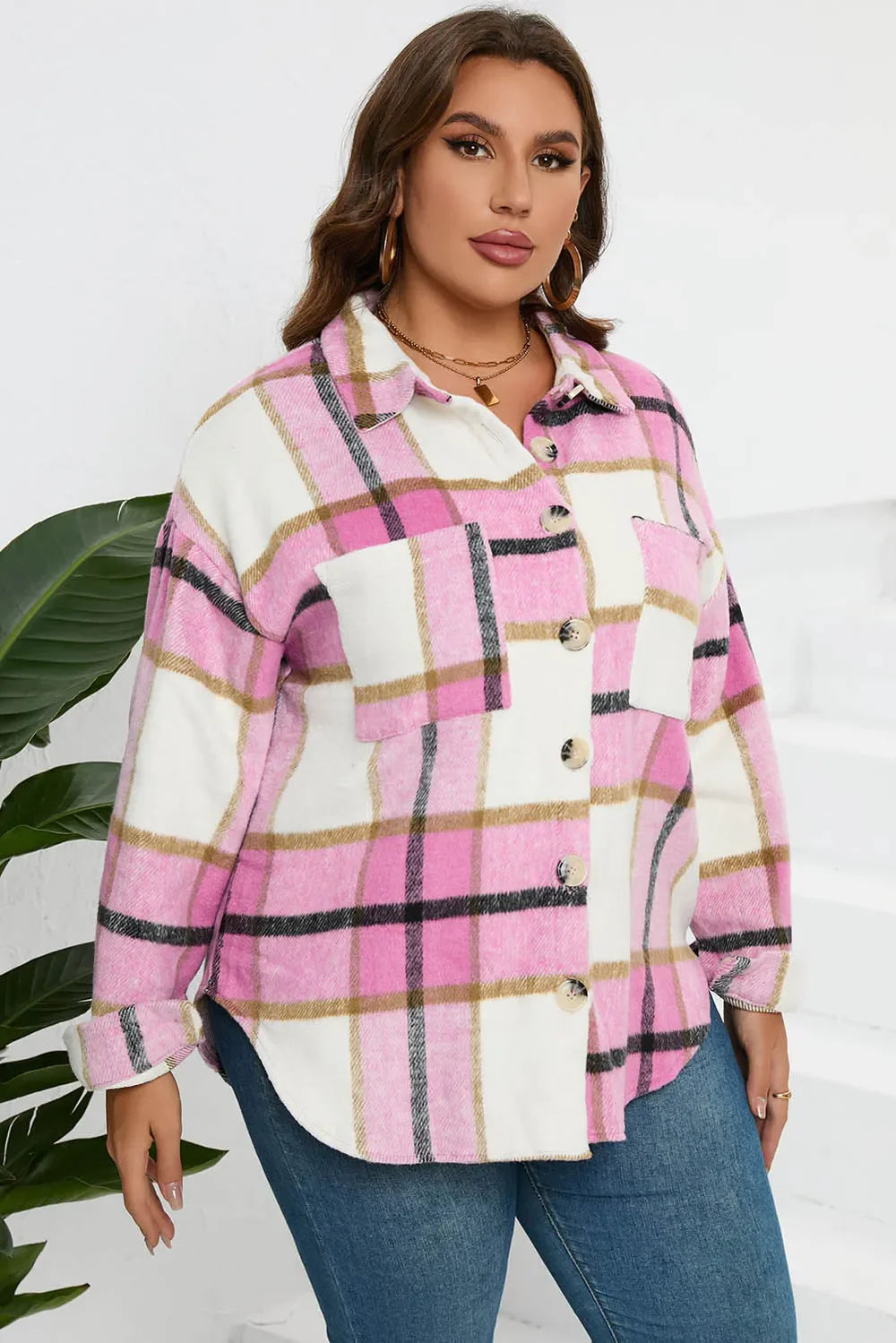 Constanza | Chaqueta Cuadros Clásica - Rosado Polvoso