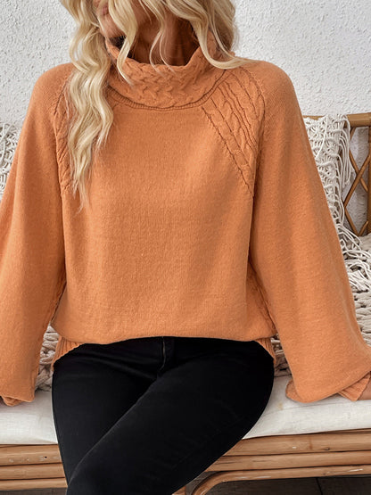 Alvina | Suéter Tejido Trenzado Cuello Alto Manga Larga