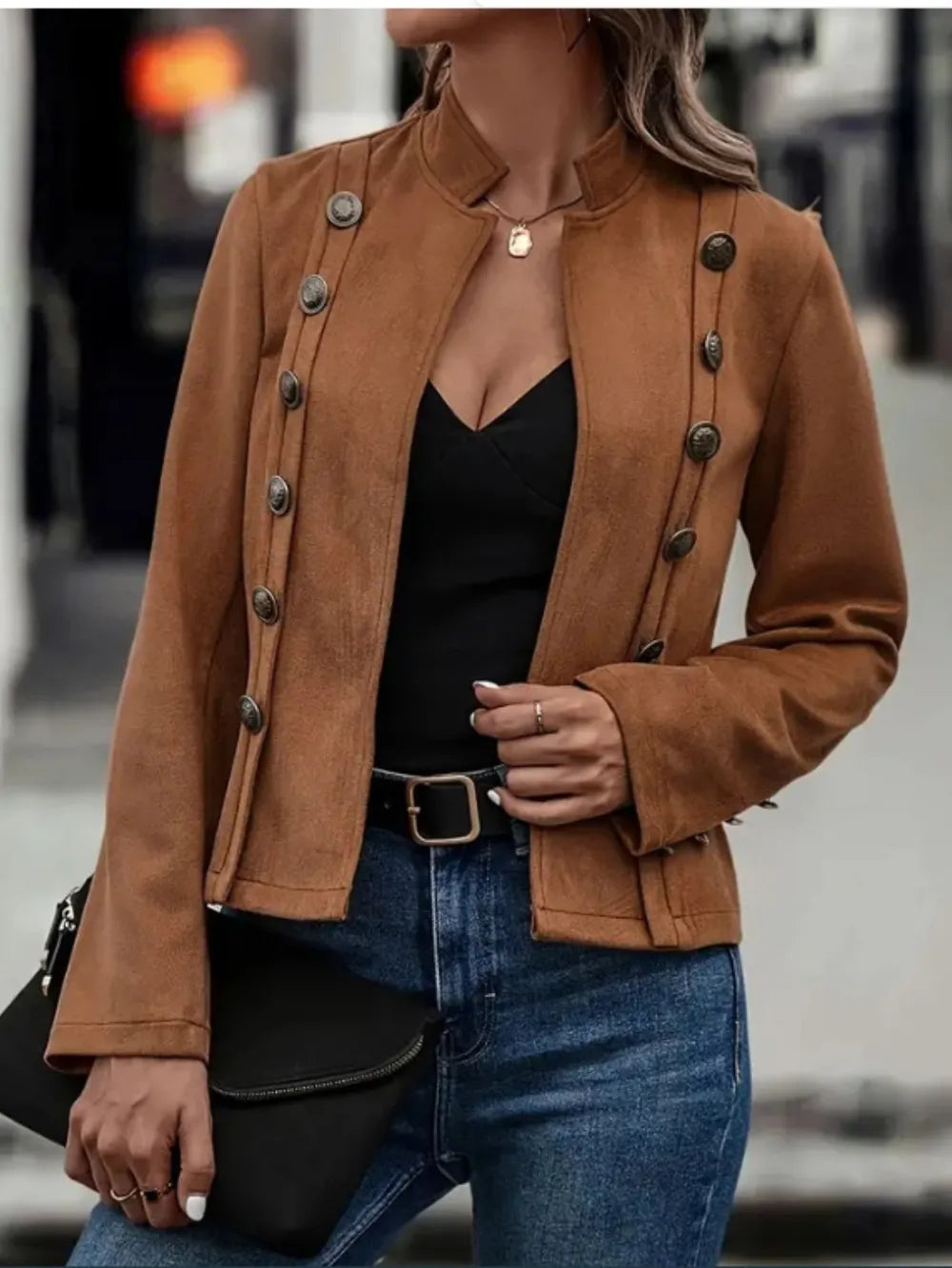 Marcela | Chaqueta Botonera Chic - Café