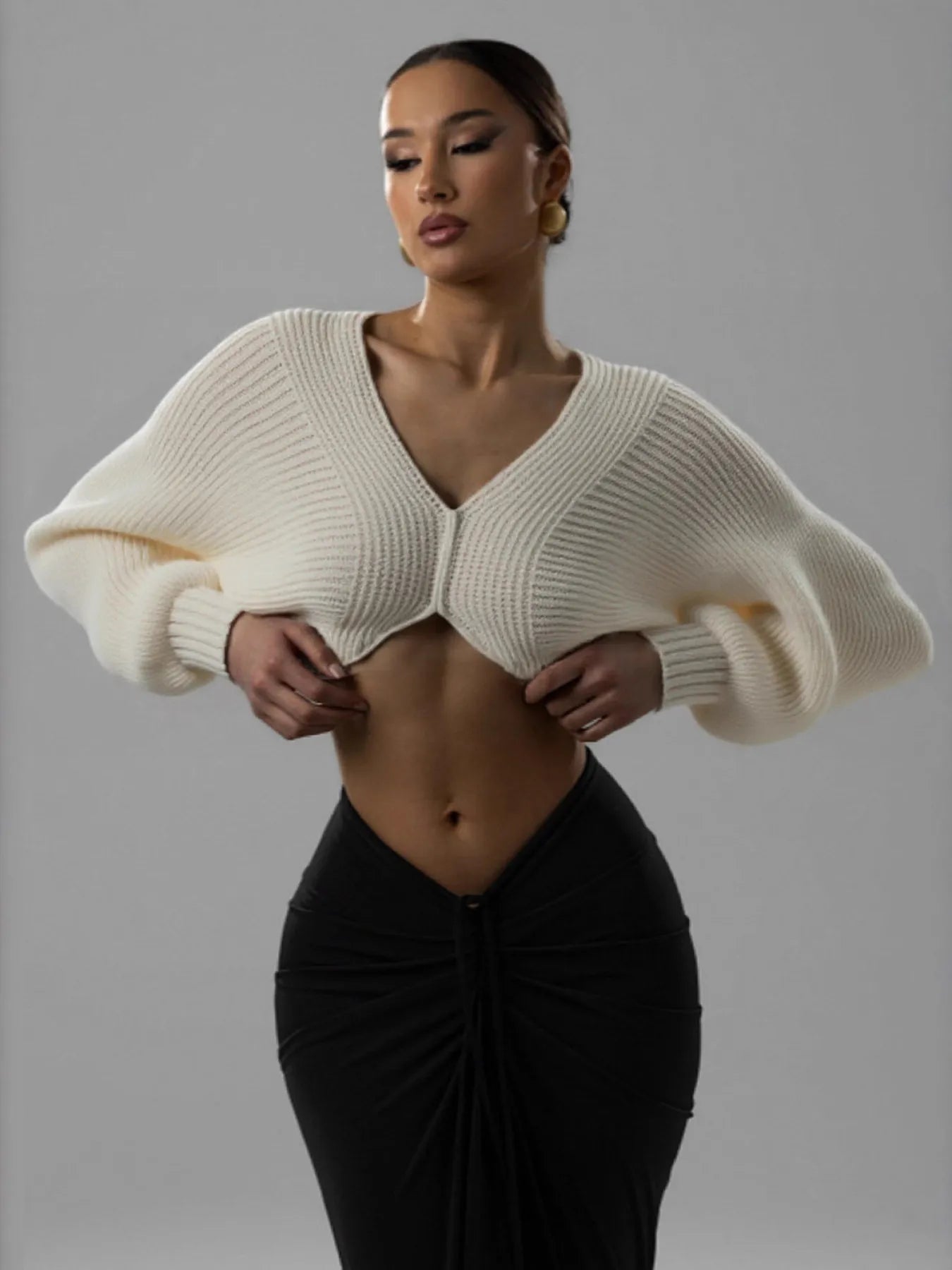 Fabiola | Suéter Escote V Manga Larga Crop