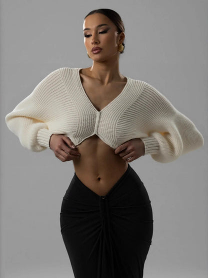 Fabiola | Suéter Escote V Manga Larga Crop